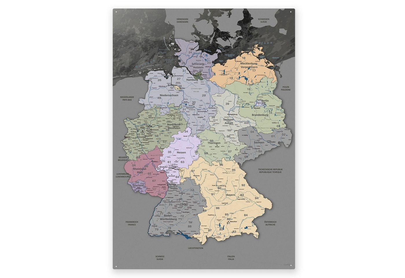 LANA KK Metallschild magnetische Deutschlandkarte Blechschild XXL, deutsche Beschriftung von LANA KK