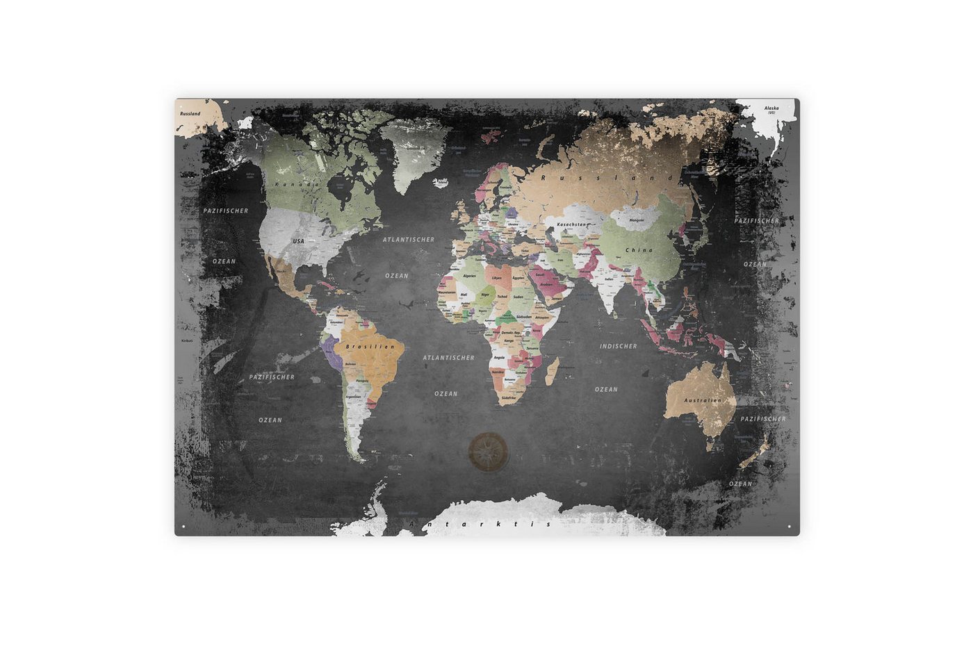 LANA KK Metallschild magnetische Weltkarte Blechschild XXL, deutsche Beschriftung von LANA KK