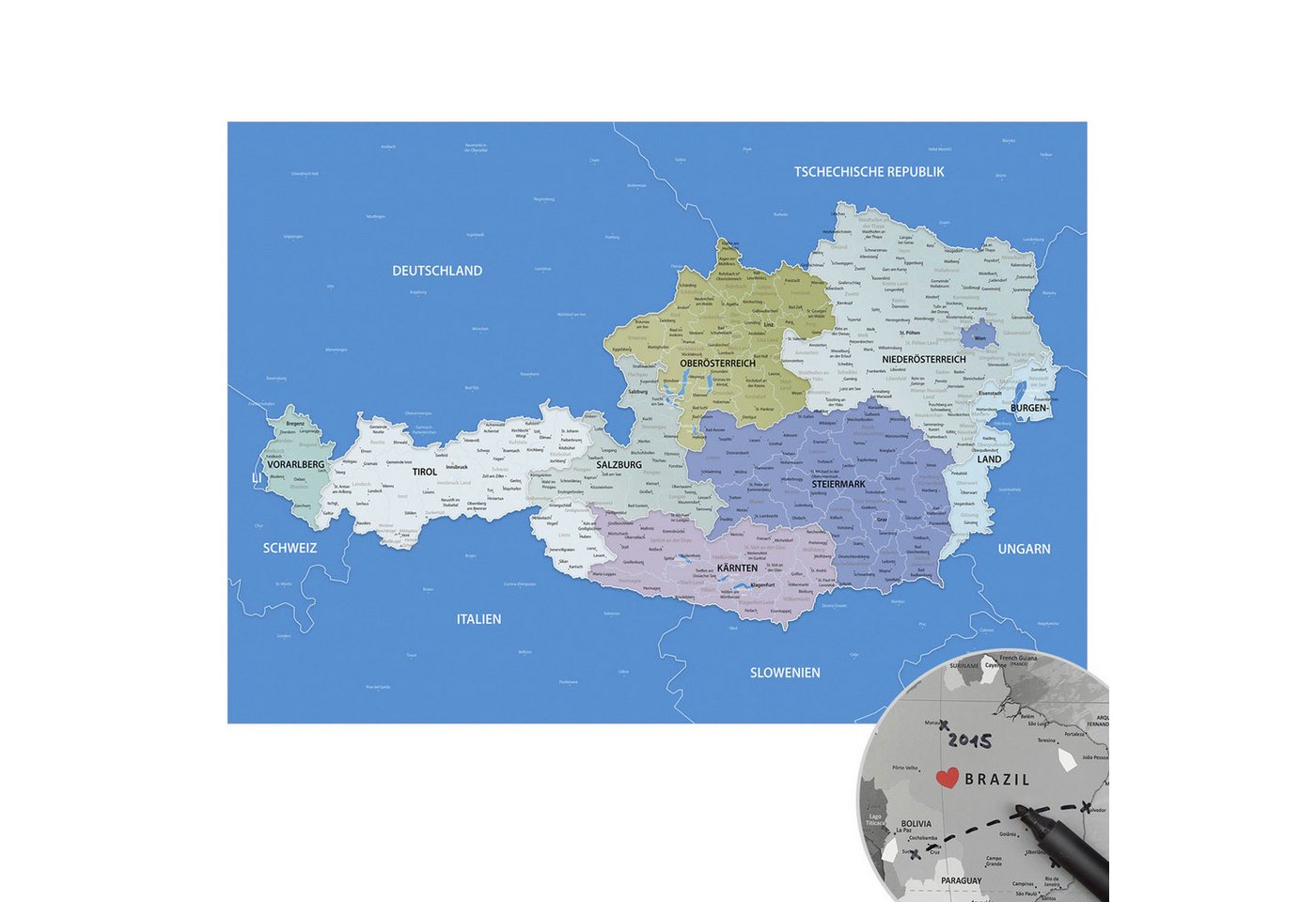 LANA KK Poster Österreichkarte, deutsche Beschriftung LANA KK Poster Österreichkarte, deutsche Beschriftung von LANA KK