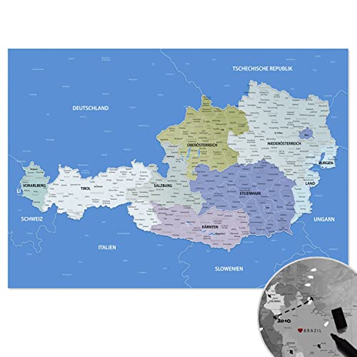 LANA KK Poster - Österreichkarte Hellblau - 100 x 70 cm, Deutsch LANA KK Poster - Österreichkarte Hellblau - 100 x 70 cm, Deutsch von LANA KK