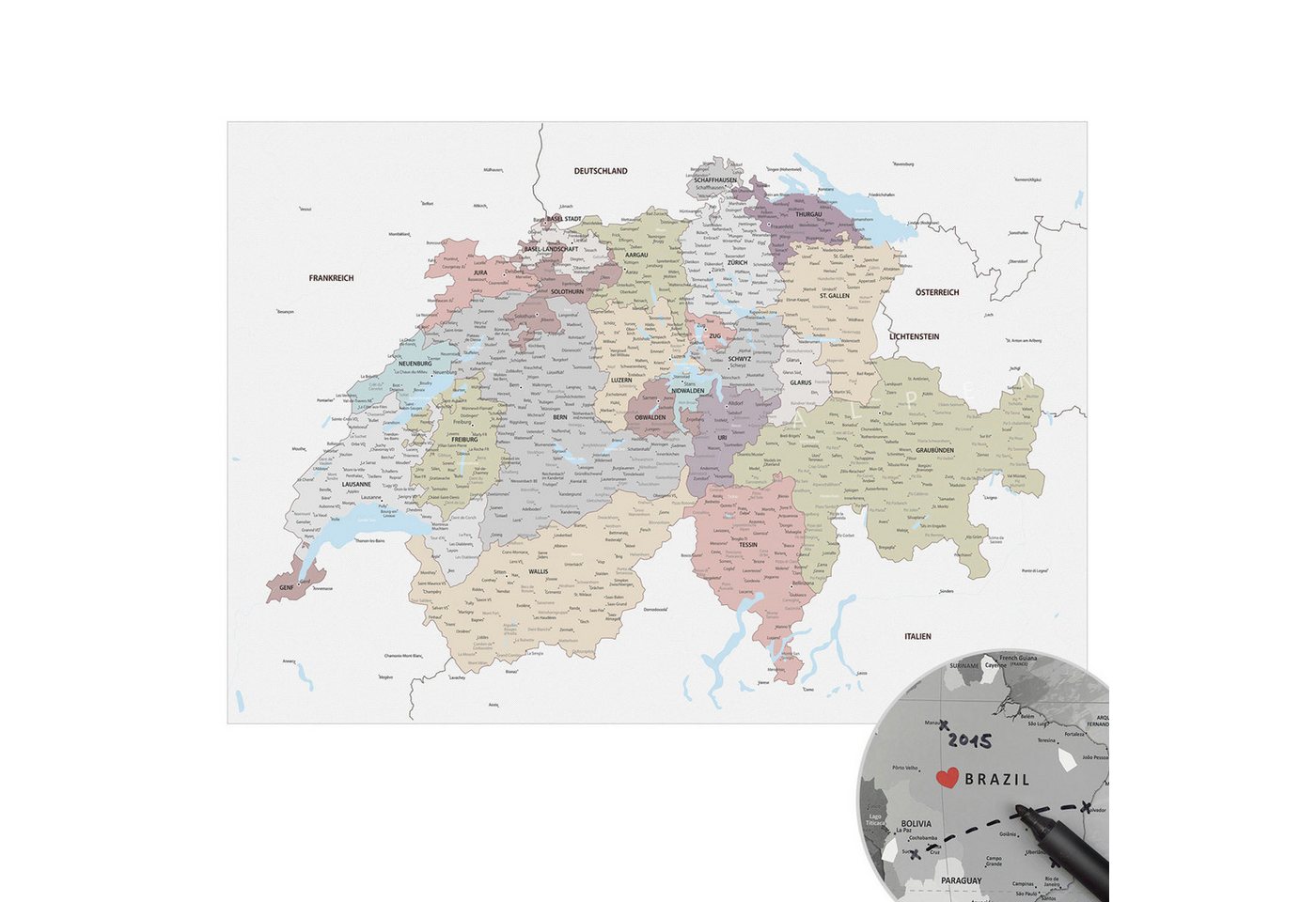 LANA KK Poster Schweizkarte, deutsche Beschriftung LANA KK Poster Schweizkarte, deutsche Beschriftung von LANA KK