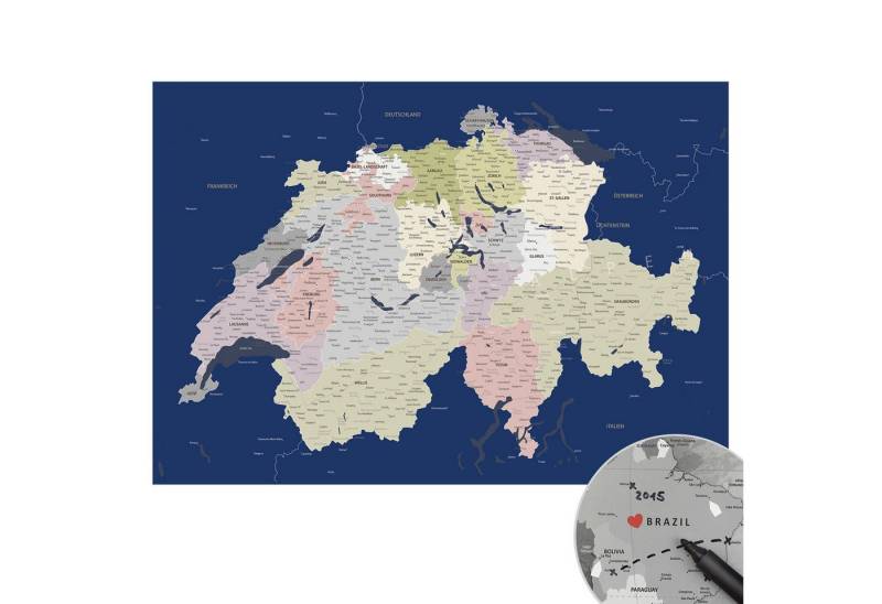 LANA KK Poster Schweizkarte, deutsche Beschriftung von LANA KK