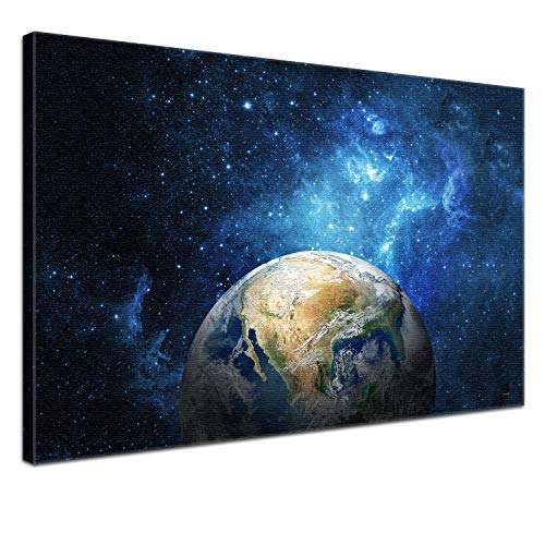 LANA KK Weltall Leinwand-Bild - Earth - Universum, Planeten, Galaxis, Sterne in 120 x 80 cm, Premium-Qualität auf Holz-Keilrahmen von LANA KK