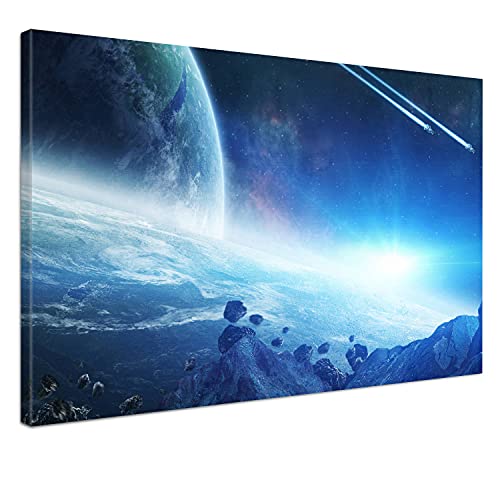 LANA KK Weltall Leinwand-Bild - Intergalaktisch - Universum, Planeten, Galaxis, Sterne in 120 x 80 cm, Premium-Qualität auf Holz-Keilrahmen von LANA KK