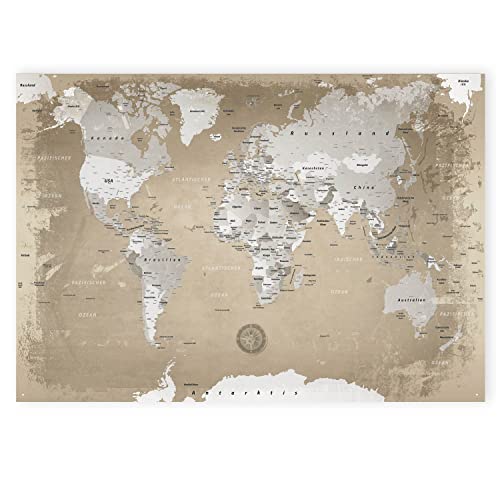 LANA KK - Weltkarte Natur – magnetische Weltkarte Pinnwand als Blechschild XXL -Poster, Magnettafel als Geschenk Wandkunst Dekor für Zuhause, Büro und Café in 120x80 cm von LANA KK