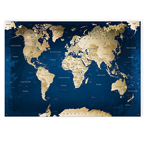 LANA KK - Weltkarte Ocean – magnetische Weltkarte Pinnwand als Blechschild XXL -Poster, Magnettafel als Geschenk Wandkunst Dekor für Zuhause, Büro und Café in 120x80 cm von LANA KK