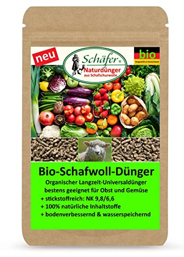 NEU: Bio Schafwolldünger von Schäfer Naturdünger. Mini-Pellets aus deutscher Schurwolle. Universaldünger, Biodünger. Stickstoffreich. 850 g von LANABEST