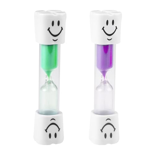 LANAFAY 2 Stück Sanduhr Zähneputzen Kinder, Sanduhr-Timer, Smiley Zahnputzuhr Kinder, Zahnbürste Sanduhren, Sanduhr 3 Minuten bunt, Für Küche, Kinder Zähneputzen, Büro Und Spiel-Timer von LANAFAY