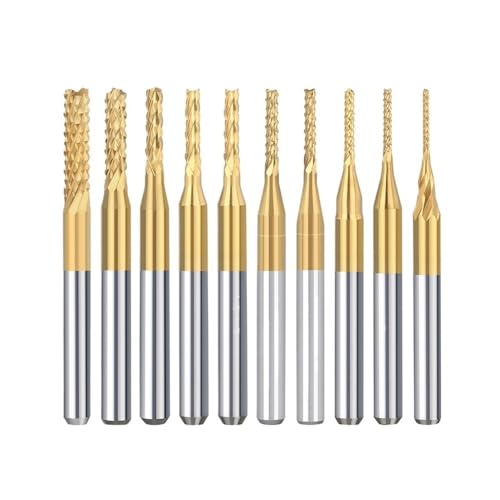 CMCP PCB-Fräser, 10 Stück, TiN-beschichtet, 0,5–3,175 mm, CNC-Fräser, 3, Schaft, Hartmetall-Schaftfräser, passend for PCB-Maschinenfräswerkzeuge(10pcs 3.0mm) von LANAPPTLTG