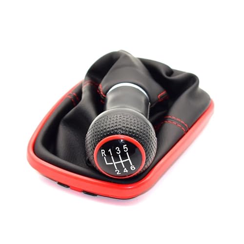 LANAPPTLTG 12mm 5-Gang 6-Gang Auto Schaltknauf Hebel Schalthebelmanschette 1999-2004 Passend for Golf 4 IV MK4 R32 Passend for Bora MT(Red) von LANAPPTLTG