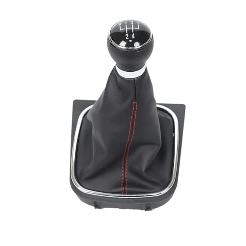 LANAPPTLTG 5/6-Gang-Schaltknauf mit Ledermanschette, passend for Volkswagen, passend for Golf 5 V 6 VI MK5 MK6, passend for Jetta 2005–2014, Auto-Styling(5 Speed Red Line) von LANAPPTLTG