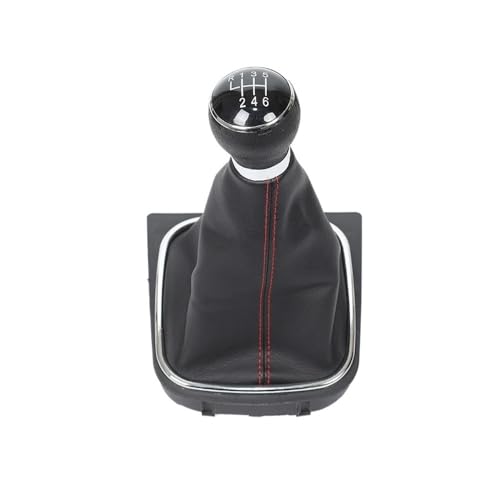 LANAPPTLTG 5/6-Gang-Schaltknauf mit Ledermanschette, passend for Volkswagen, passend for Golf 5 V 6 VI MK5 MK6, passend for Jetta 2005–2014, Auto-Styling(6 Speed Red Line) von LANAPPTLTG