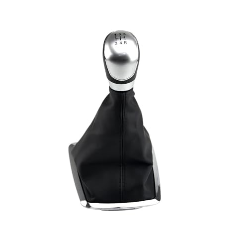 LANAPPTLTG 5/6 geschwindigkeit Schaltknauf Hebel HandBall Fit for Ford Focus 2 MK2 FL C-MAX 2006-2011 MK3 MK4 MK7 Galaxy Gamasche Boot Leder Abdeckung(5 Speed-Silvery-A) von LANAPPTLTG