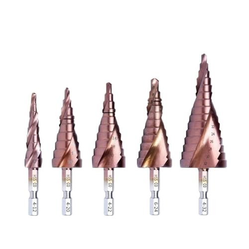 M35 5% Kobalt HSS Stufenbohrer CO HSSCO Hochgeschwindigkeitsstahl Kegel Sechskantschaft Metallbohrer Werkzeugsatz Lochschneider Passend for Edelstahl(4-12mm) von LANAPPTLTG