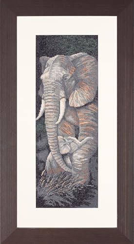 Lanarte Kreuzstich Stickpackungen Gezählter Kreuzstichbilder Set ELEFANT MIT JUNGEM Wanddekoration Handarbeit Set für Erwachsene 17 x 50 cm DIY Deko Bastelset Handwerker Kreative Geschenkset von Lanarte