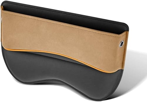 LANAZU Aufbewahrungsbox für Autositze, für BMW X1 X2 X3 X4 X5 X6 X7 XM GT Z4 Vordersitz Autositz Seitentaschen Organizer PU Leder Lückenfüller Organizer Gap Organizer, C Beige von LANAZU