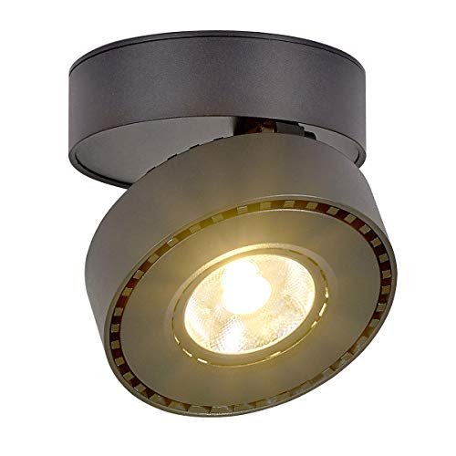 LANBOS 12W LED Aufbauleuchte Deckenleuchte/Deckenspots, Deckenfluter, Deckenstrahler, Decken-Lampe, Wand-Lampe/10x10x6CM/ COB Lampe/Aluminium (Schwarz+warmweiß) von Dr.lazy