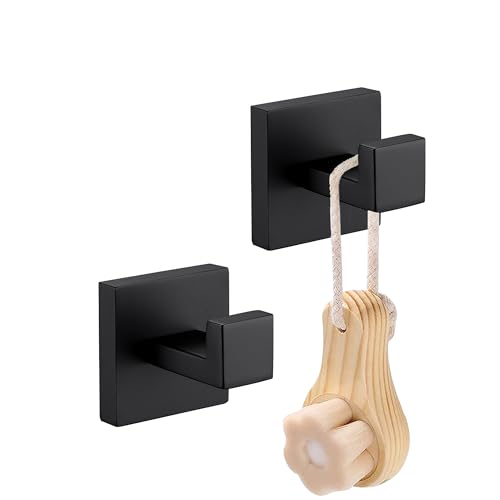 LANC Badezimmer Hardware Handtuchhaken Mattschwarz Mantel Robe Haken Hochleistungs-Quadratischer Kleiderbügel Badezimmer Küche Garage Wandhaken SUS 304 Edelstahl Wandmontage 2er Pack, A8805MB-P2 LANC Badezimmer Hardware Handtuchhaken Mattschwarz Mantel Robe Haken Hochleistungs-Quadratischer Kleiderbügel Badezimmer Küche Garage Wandhaken SUS 304 Edelstahl Wandmontage 2er Pack, A8805MB-P2 von LANC