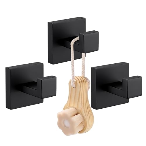 LANC Badzubehör Kleiderhaken Mattschwarz Handtuch Bademantel Haken Schwerlast-Kleiderbügel Badezimmer Küche Haushalt Hotel Wandhaken Wandmontiert 3 Stück, A8805MB-P3 von LANC