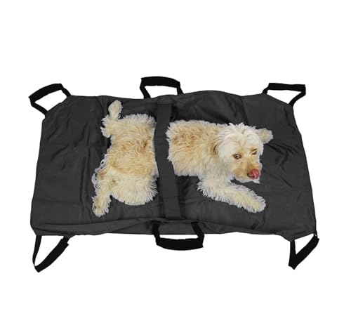 Faltbare Haustiertrage, Notfalltransporttasche für Tiere mit Sicherheitsgurt, Größe der Haustiertrage: 47 L x 29 B Zoll, Veterinär-Rettungstrage(Black) von LANCOURT