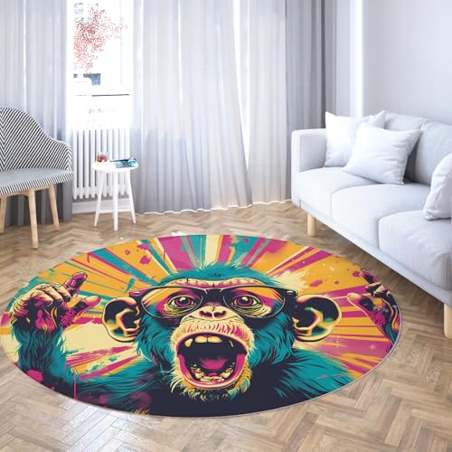 AFFE Muster Runde Bereich Teppiche rutschfeste Moderne runde Bodenmatte Moderner Graffiti Throw Teppich für Eingangsbereich Schlafzimmer Badezimmer Wohnkultur 80cm AFFE Muster Runde Bereich Teppiche rutschfeste Moderne runde Bodenmatte Moderner Graffiti Throw Teppich für Eingangsbereich Schlafzimmer Badezimmer Wohnkultur 80cm von LANDERSION