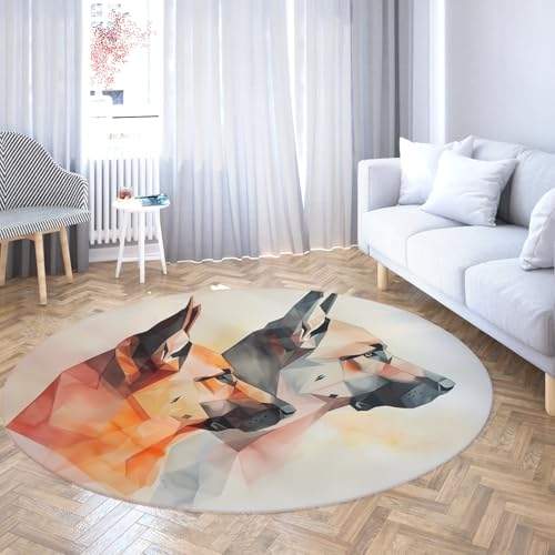 Abstrakte Kunst Tier Runde Bereich Teppiche für Wohnzimmer Schlafzimmer Eingangsbereich Bunte Geometrische Hundewurf Kreis Teppich rutschfeste weiche Fußmatten 200cm Abstrakte Kunst Tier Runde Bereich Teppiche für Wohnzimmer Schlafzimmer Eingangsbereich Bunte Geometrische Hundewurf Kreis Teppich rutschfeste weiche Fußmatten 200cm von LANDERSION