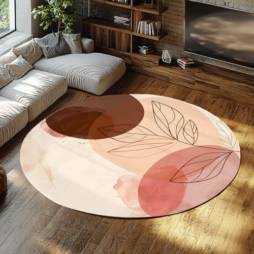 Abstrakte runde Teppiche aus der Mitte des Jahrhunderts für das Wohnzimmer moderner waschbarer Boho-Kreisteppich Rutschfester dünner Teppich für das Kinderzimmer Wohnkultur 160cm von LANDERSION