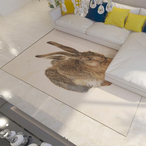 Albrecht Dürer Hasenbereich Teppich für Ostern Wohnkultur Lustige Tier Maschinenwaschbarer Teppich rutschfeste Teppiche Schmutzabweisender Teppich Home Decor 40x60cm von LANDERSION