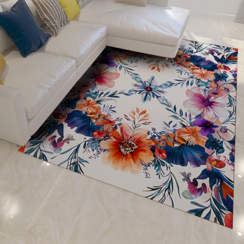 Aquarell Frühling Blumen Bereich Teppiche Blühende Blumen Botanischer Druck Bunter Schlafzimmerteppich Waschbar Weicher dünner Teppich für Kinderzimmer Klassenzimmer 100x150cm Aquarell Frühling Blumen Bereich Teppiche Blühende Blumen Botanischer Druck Bunter Schlafzimmerteppich Waschbar Weicher dünner Teppich für Kinderzimmer Klassenzimmer 100x150cm von LANDERSION