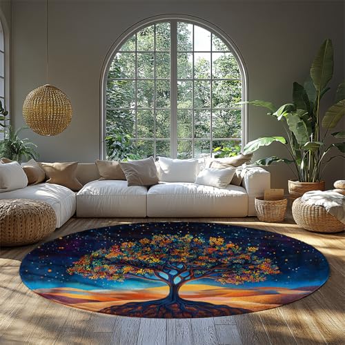 Baum des Lebens Kreis Bereich Teppich Abstrakte Bunte Boho Runde Teppiche rutschfeste waschbare dünne teppiche für den Innenbereich Küche Schlafzimmer Terrasse 140cm Baum des Lebens Kreis Bereich Teppich Abstrakte Bunte Boho Runde Teppiche rutschfeste waschbare dünne teppiche für den Innenbereich Küche Schlafzimmer Terrasse 140cm von LANDERSION
