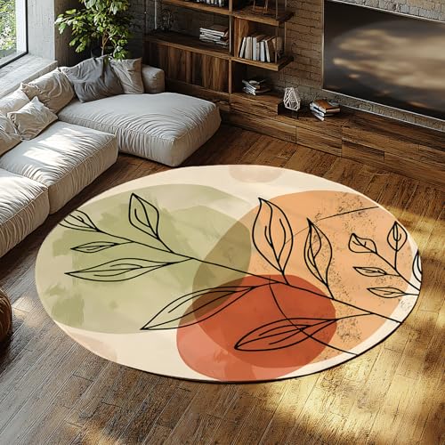 Boho runde Teppiche abstrakte geometrische Pflanze Mid Century Kreis Teppich weich rutschfest waschbar dünn großer Teppich für Schlafzimmer Sofa 90cm Boho runde Teppiche abstrakte geometrische Pflanze Mid Century Kreis Teppich weich rutschfest waschbar dünn großer Teppich für Schlafzimmer Sofa 90cm von LANDERSION