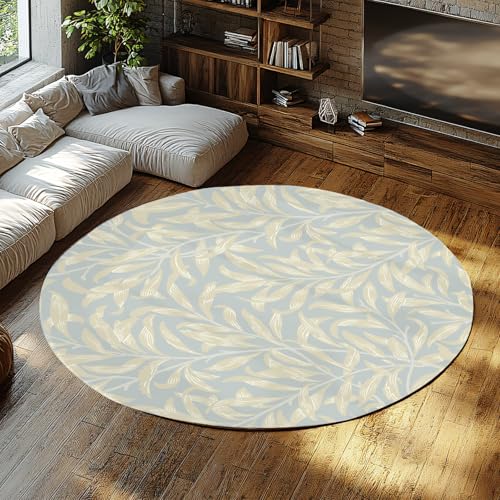 Braune Pflanzenblätter waschbare runde Teppiche Rutschfester weicher Indoor Wohnzimmerbereich Teppich Chic Boho Circle Teppich für Esszimmer unter Tisch 80cm von LANDERSION