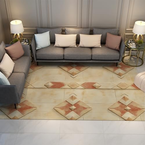 Ethnische Fliesen Muster Teppiche Hellbraun Weich rutschfest Innenbereich Teppich Moderne Wohnkultur Teppich für Wohnzimmer Schlafzimmer Kinderzimmer 160x200cm Ethnische Fliesen Muster Teppiche Hellbraun Weich rutschfest Innenbereich Teppich Moderne Wohnkultur Teppich für Wohnzimmer Schlafzimmer Kinderzimmer 160x200cm von LANDERSION