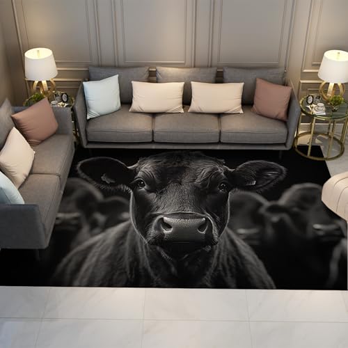 Farm Animal Bodenmatte Schwarze Kuh Modernes Design Bedruckte rutschfeste Teppiche Waschbarer weicher dünner Teppich für den Landhausstil 100x150cm Farm Animal Bodenmatte Schwarze Kuh Modernes Design Bedruckte rutschfeste Teppiche Waschbarer weicher dünner Teppich für den Landhausstil 100x150cm von LANDERSION