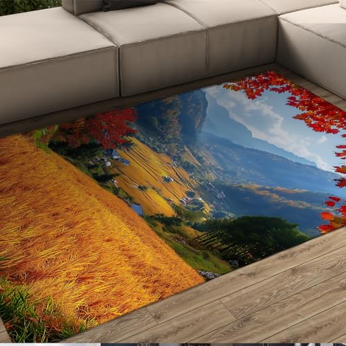 Goldener Weizen Landschaft Bereich Teppiche Natürliche Bergfeld rutschfeste niedrigflorige tragbare teppiche für Land Bauernhaus Landhausstil Dekor 80x150cm Goldener Weizen Landschaft Bereich Teppiche Natürliche Bergfeld rutschfeste niedrigflorige tragbare teppiche für Land Bauernhaus Landhausstil Dekor 80x150cm von LANDERSION