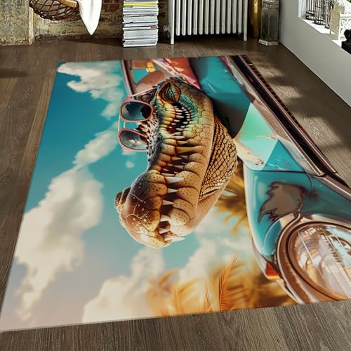 Krokodil Tier Bereich Teppich Realistisches tropisches wildes Tier 3D-gedruckte Teppiche Waschbarer niedriger Flor weicher Rutschfester Teppich für Spielzimmer Veranda 60x120cm Krokodil Tier Bereich Teppich Realistisches tropisches wildes Tier 3D-gedruckte Teppiche Waschbarer niedriger Flor weicher Rutschfester Teppich für Spielzimmer Veranda 60x120cm von LANDERSION