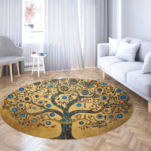 LANDERSION Abstrakte Wirbelmuster Runde Fläche Teppiche Vintage Blauer Baum des Lebens Kreis Teppich Weicher pflegeleichter Faltbarer Teppich für Esszimmer Büro 80cm LANDERSION Abstrakte Wirbelmuster Runde Fläche Teppiche Vintage Blauer Baum des Lebens Kreis Teppich Weicher pflegeleichter Faltbarer Teppich für Esszimmer Büro 80cm von LANDERSION