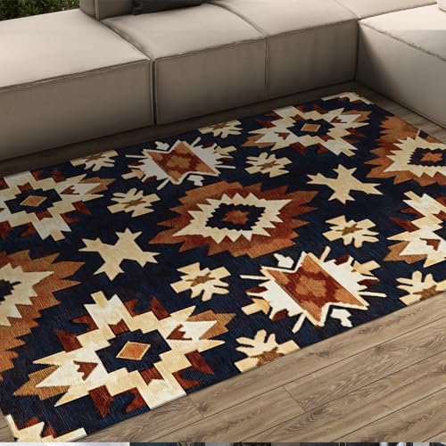LANDERSION Abstrakte geometrische Muster Teppiche Vintage ethnische Azteken Symbol Bereich Teppich waschbarer Rutschfester Teppich mit niedrigem Flor für Wohnzimmer Büro Studio 160x200cm LANDERSION Abstrakte geometrische Muster Teppiche Vintage ethnische Azteken Symbol Bereich Teppich waschbarer Rutschfester Teppich mit niedrigem Flor für Wohnzimmer Büro Studio 160x200cm von LANDERSION
