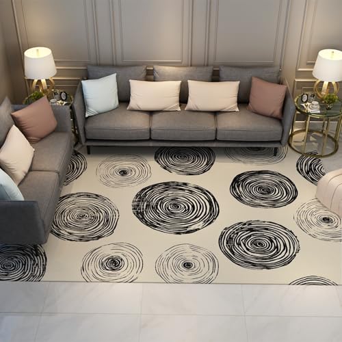 LANDERSION Abstrakter konzentrischer Kreise Print Teppich für das Wohnzimmer Waschbare Teppiche mit Rutschfester Rückseite für Schlafzimmer Schwarz Weißer Teppich 180x300cm LANDERSION Abstrakter konzentrischer Kreise Print Teppich für das Wohnzimmer Waschbare Teppiche mit Rutschfester Rückseite für Schlafzimmer Schwarz Weißer Teppich 180x300cm von LANDERSION