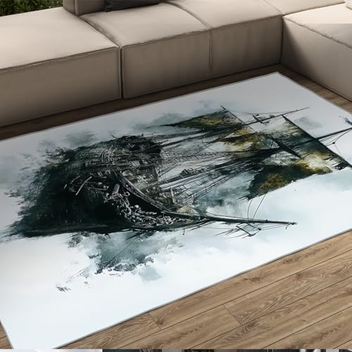 Aquarell Geisterschiff Fantasy Bereich Teppiche Horror Shabby Vintage Dark Art Teppich Rutschfester weicher Teppich für Esszimmer unter Tisch 140x200cm Aquarell Geisterschiff Fantasy Bereich Teppiche Horror Shabby Vintage Dark Art Teppich Rutschfester weicher Teppich für Esszimmer unter Tisch 140x200cm von LANDERSION
