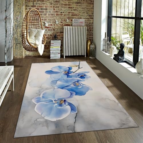 LANDERSION Aquarell Orchidee waschbare Bereichsteppiche für Schlafzimmer Blau Blumen Rutschfester leicht zu reinigender Innenteppich für Wäscherei Gästezimmer 120x240cm LANDERSION Aquarell Orchidee waschbare Bereichsteppiche für Schlafzimmer Blau Blumen Rutschfester leicht zu reinigender Innenteppich für Wäscherei Gästezimmer 120x240cm von LANDERSION