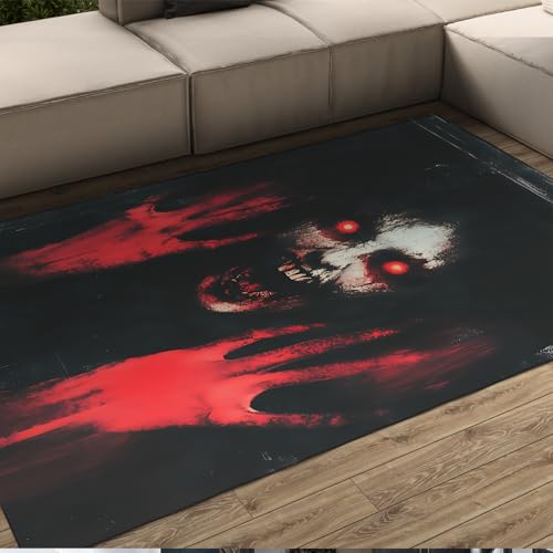 Beängstigender Geist Gesicht Teppich Blut Hände Design gruselige Halloween Dekor Bereich Teppiche Rutschfester weicher Flauschiger Teppich für Schule Esszimmer 160x200cm Beängstigender Geist Gesicht Teppich Blut Hände Design gruselige Halloween Dekor Bereich Teppiche Rutschfester weicher Flauschiger Teppich für Schule Esszimmer 160x200cm von LANDERSION