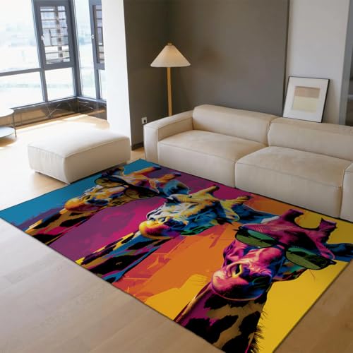 LANDERSION Bereich Teppiche Bunt Graffiti Giraffe Tier Teppich Waschbar Kleine dünne Fußmatte Teppich für Schlafzimmer Badezimmer Wäscherei Wohnzimmer 120x240cm LANDERSION Bereich Teppiche Bunt Graffiti Giraffe Tier Teppich Waschbar Kleine dünne Fußmatte Teppich für Schlafzimmer Badezimmer Wäscherei Wohnzimmer 120x240cm von LANDERSION