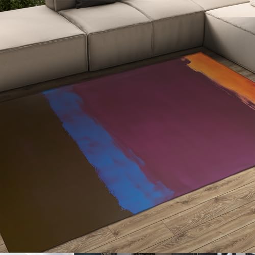 LANDERSION Blue Horizon Waschbare Color Block Art Area Teppiche Niederflor waschbar mit rutschfestem Trägerteppich für Küche Eingangsbereich Esszimmer 180x240cm von LANDERSION