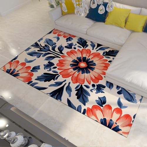 LANDERSION Boho Vintage Blume Wohnzimmer Bereich Teppiche Große weich waschbar Orientalisch Traditionell Distressed Bauernhaus Teppich für Schlafzimmer Büro Dekor 90x120cm LANDERSION Boho Vintage Blume Wohnzimmer Bereich Teppiche Große weich waschbar Orientalisch Traditionell Distressed Bauernhaus Teppich für Schlafzimmer Büro Dekor 90x120cm von LANDERSION
