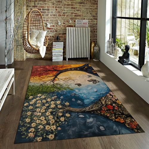 LANDERSION Bunter Baum des Lebens Teppich mysteriöse Fantasie Blumenbäume Schmetterling Druck Teppich weich niedrigflorig gemütliche Bereich Teppiche für Büro Spielzimmer 90x120cm LANDERSION Bunter Baum des Lebens Teppich mysteriöse Fantasie Blumenbäume Schmetterling Druck Teppich weich niedrigflorig gemütliche Bereich Teppiche für Büro Spielzimmer 90x120cm von LANDERSION