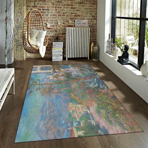 LANDERSION Claude Monet Area Teppich rutschfeste rechteckige Bodenmatte für Wohnzimmer Schlafzimmer Tropische Pflanzen Küchenmatten für Boden Weicher Eingangsteppich 40x60cm von LANDERSION
