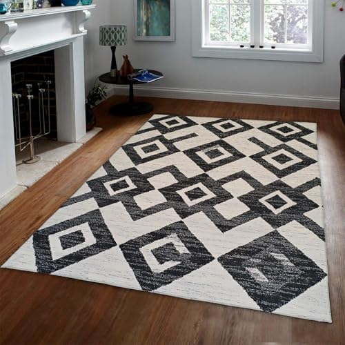 LANDERSION Diamant geometrische Bereich Teppiche für das Wohnzimmer kariert rutschfest weicher niedriger Flor moderner neutraler Spielteppich für Büro Esszimmer 60x120cm LANDERSION Diamant geometrische Bereich Teppiche für das Wohnzimmer kariert rutschfest weicher niedriger Flor moderner neutraler Spielteppich für Büro Esszimmer 60x120cm von LANDERSION
