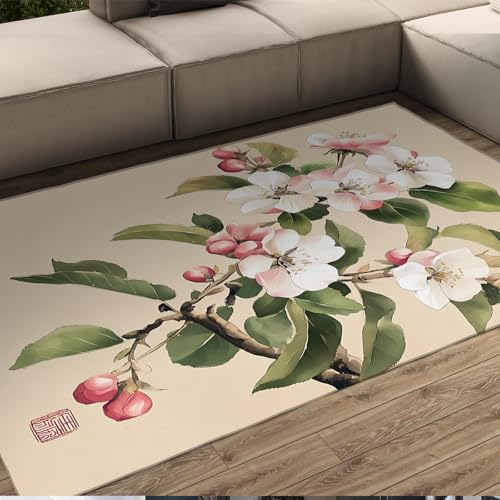 LANDERSION Eingangsbereich Teppich Waschbar Frühling Begonie Blumen Moderne Vintage Innenbereich Teppiche Weicher niedrigfloriger Teppich für Schlafzimmer Küche 90x120cm LANDERSION Eingangsbereich Teppich Waschbar Frühling Begonie Blumen Moderne Vintage Innenbereich Teppiche Weicher niedrigfloriger Teppich für Schlafzimmer Küche 90x120cm von LANDERSION