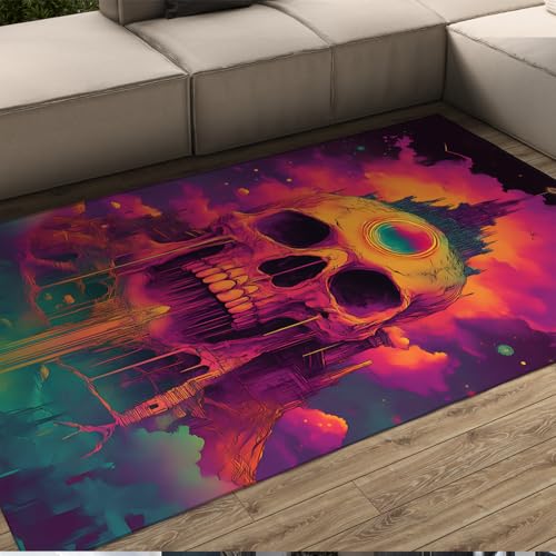 LANDERSION Einzigartige Skull Castle Area Teppiche Magic Cosmic Fantasy Design Halloween Decor Teppich Waschbarer Rutschfester Teppich mit niedrigem Flor für Klassenzimmer am Bett 150x210cm LANDERSION Einzigartige Skull Castle Area Teppiche Magic Cosmic Fantasy Design Halloween Decor Teppich Waschbarer Rutschfester Teppich mit niedrigem Flor für Klassenzimmer am Bett 150x210cm von LANDERSION